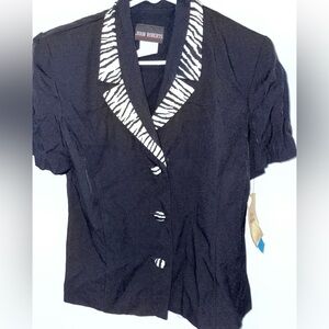 Women’s Size 8 1990’s John Robert Blazer/Suit Top, Zebra Print